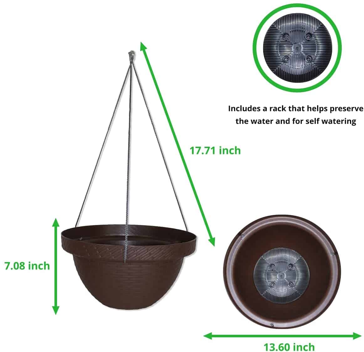 Elly Decor Set of 2 Self-watering Hanging Planters