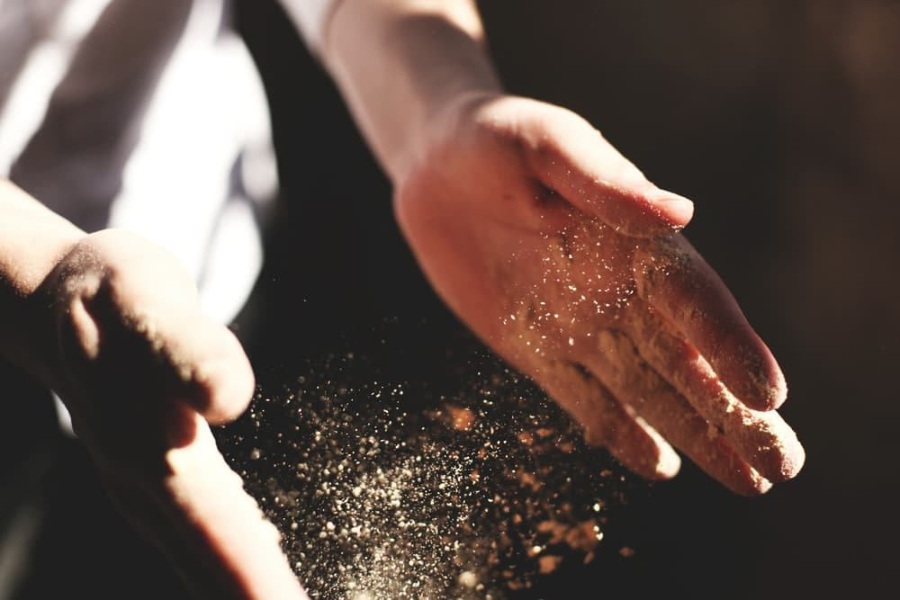 Dust Flying on Hands