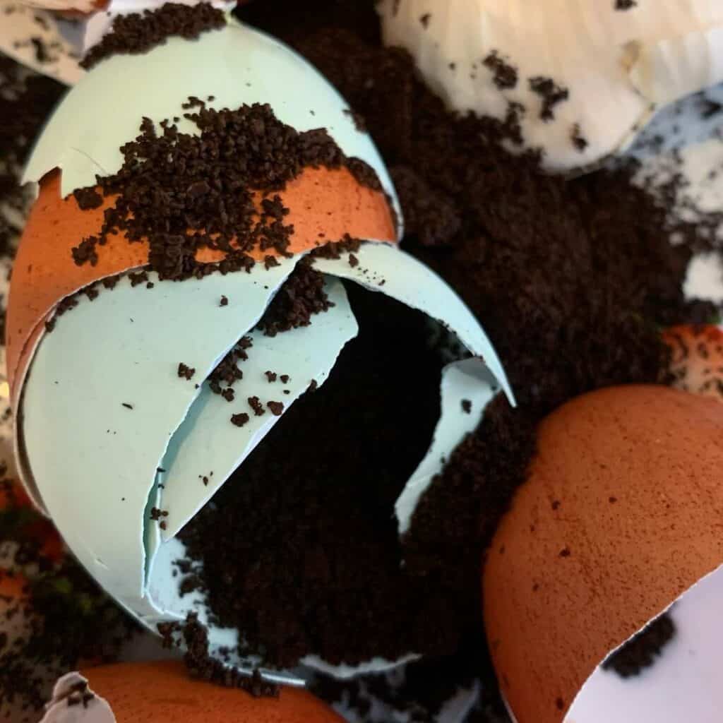 Coffee grounds with eggshells