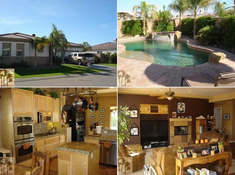 A collage of 4 different photos of Jenna Ortega's home.