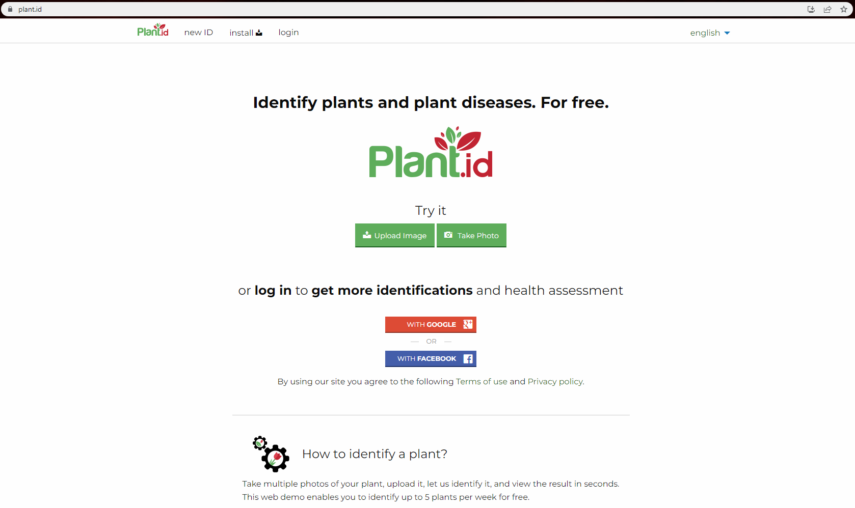 Plant dot id home page