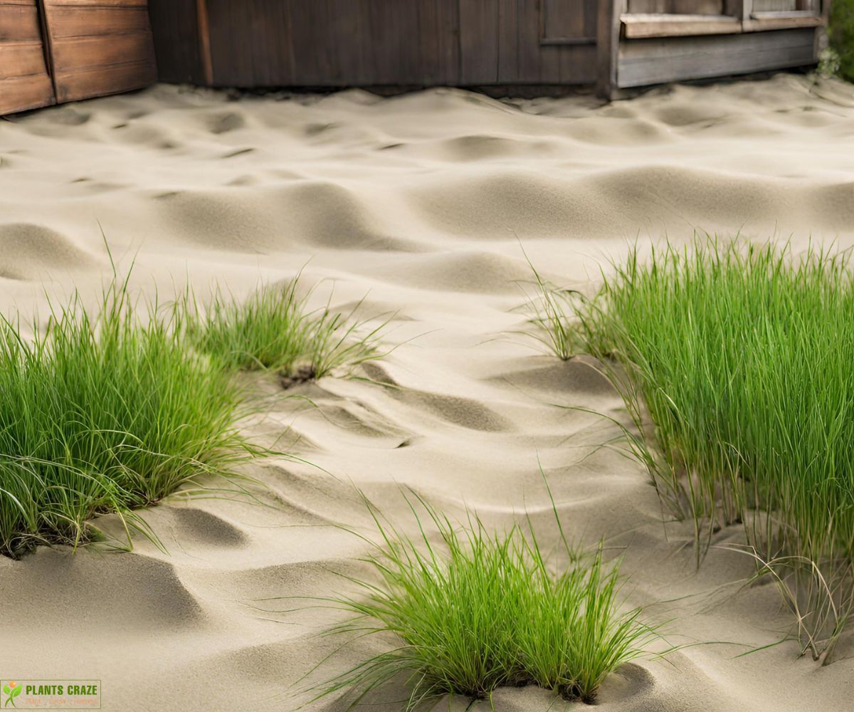 weeds growing on sand